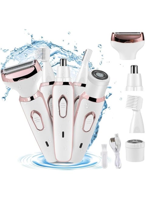 ماكينة حلاقة كهربائية للسيدات ، أربعة في واحد جهاز إزالة الشعر الوجه ، الوجه آلة الحلاقة الانتهازي ، قابلة للشحن المحمولة للماء الجسم آلة الحلاقة مجموعة للسيدات